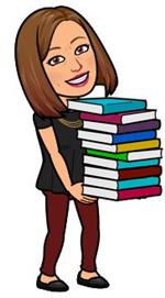 Bitmoji Librarian with books 